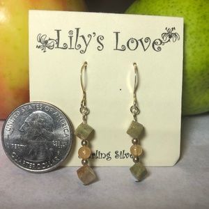Unakite and Peach Adventurine Earrings